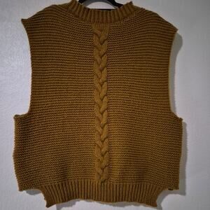 Anthropologie Mustard Cable Knit Vest